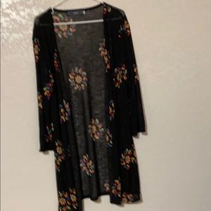 Lightweight black flowered cardigan. NWOT